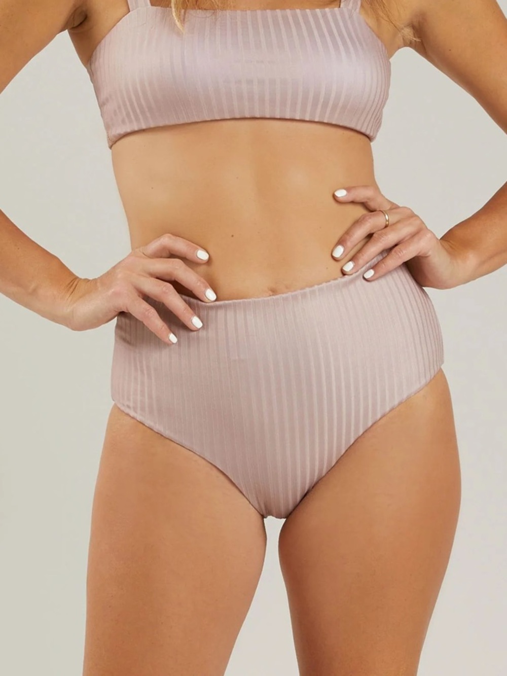 Rylee + Cru - High-Waisted Bikini Bottoms - Mauve - Women size Small